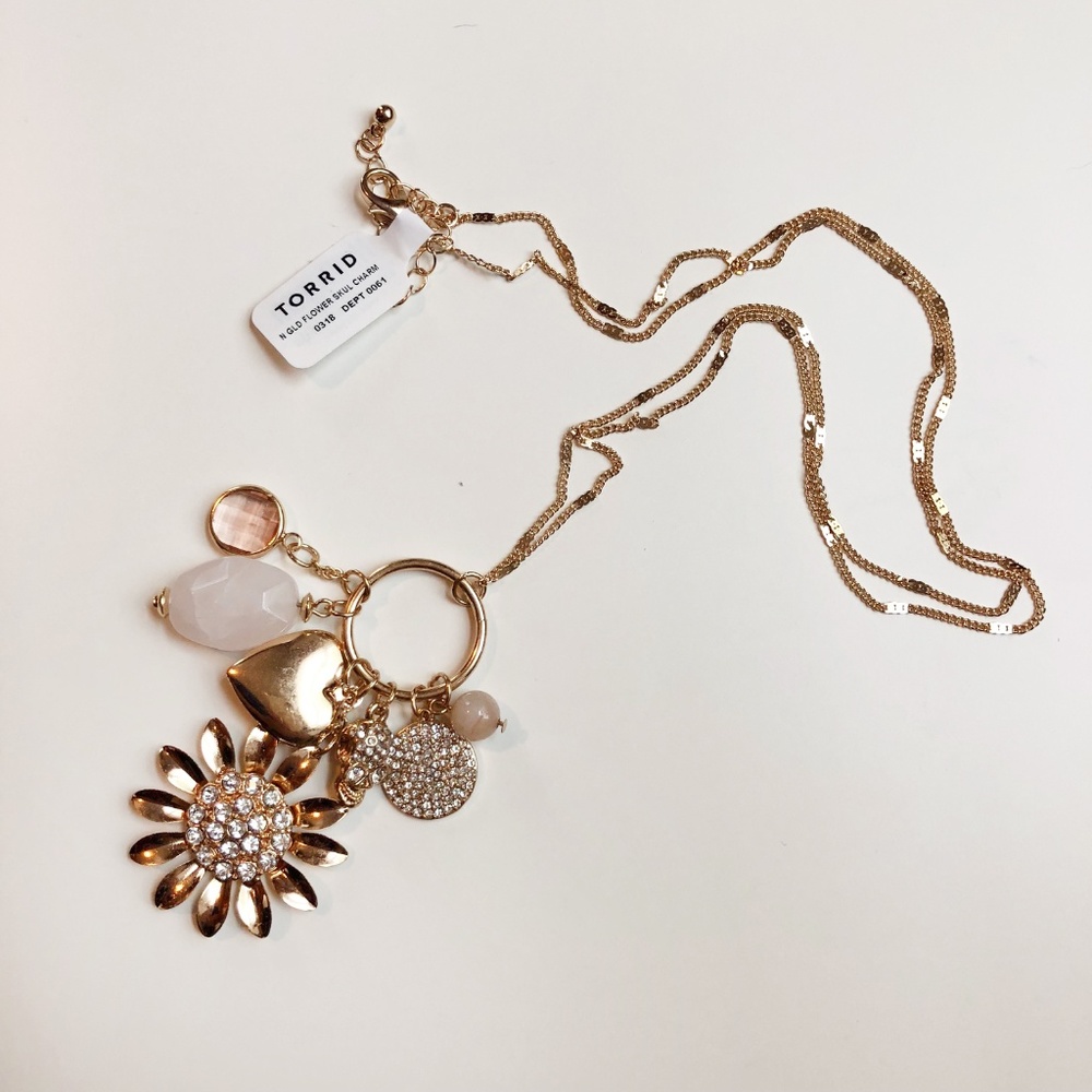 NWT Torrid Gold Glower and Skull Charm Necklace